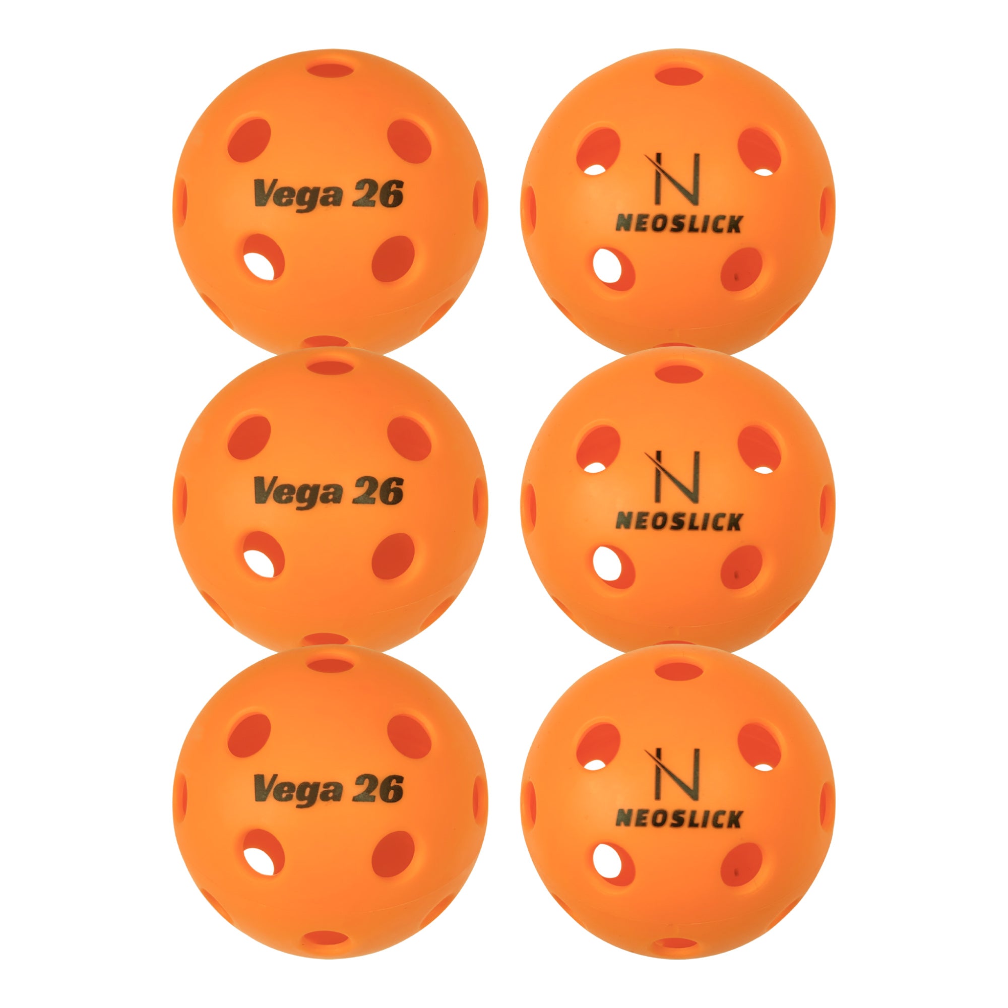 Vega 26 Orange Indoor Pickleball Balls(6 Pack)